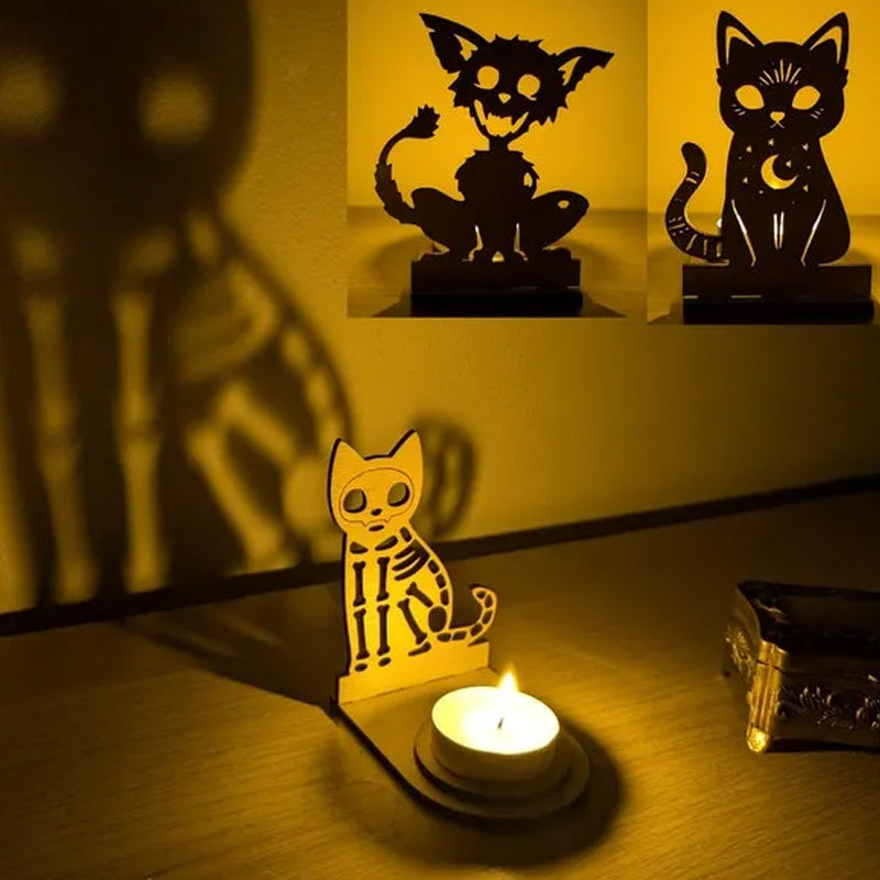 Spooky Skeleton Cat Tealight Holder