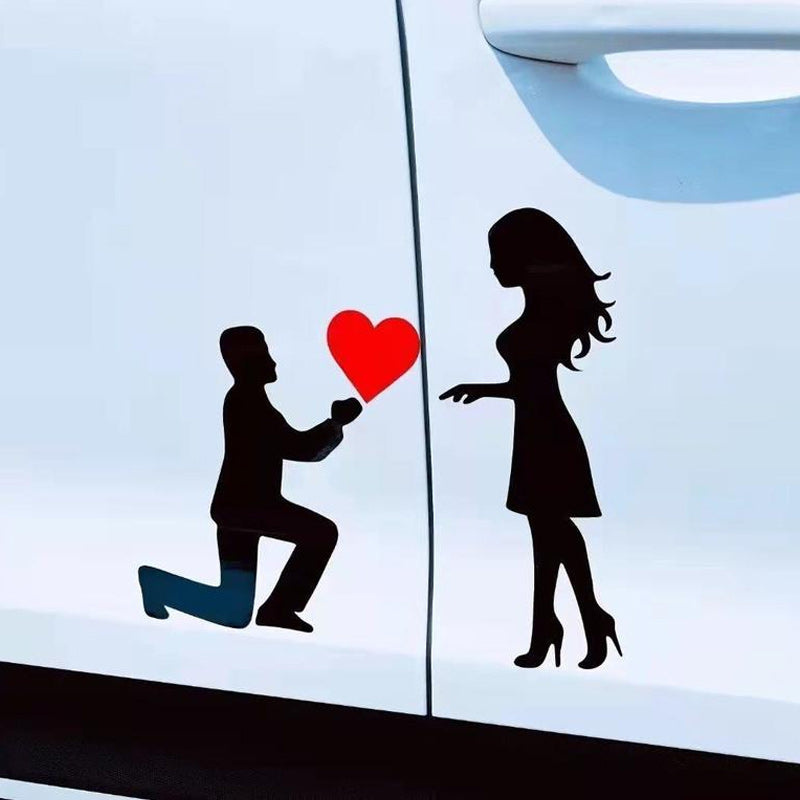 Couple Decals Car Sticker: Romantic Marriage Proposal Decoration