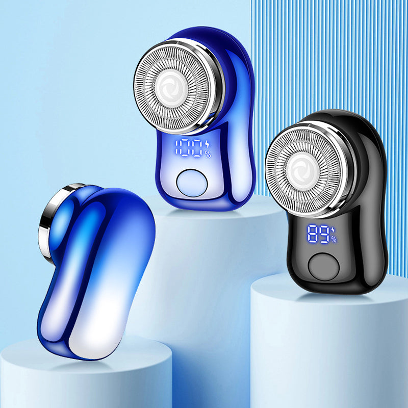 Mini Electric Shaver with Digital Power Display Dual-Ring Blade Mesh