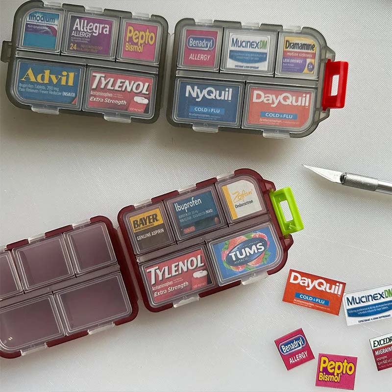 Portable Pill Organizer with Labels