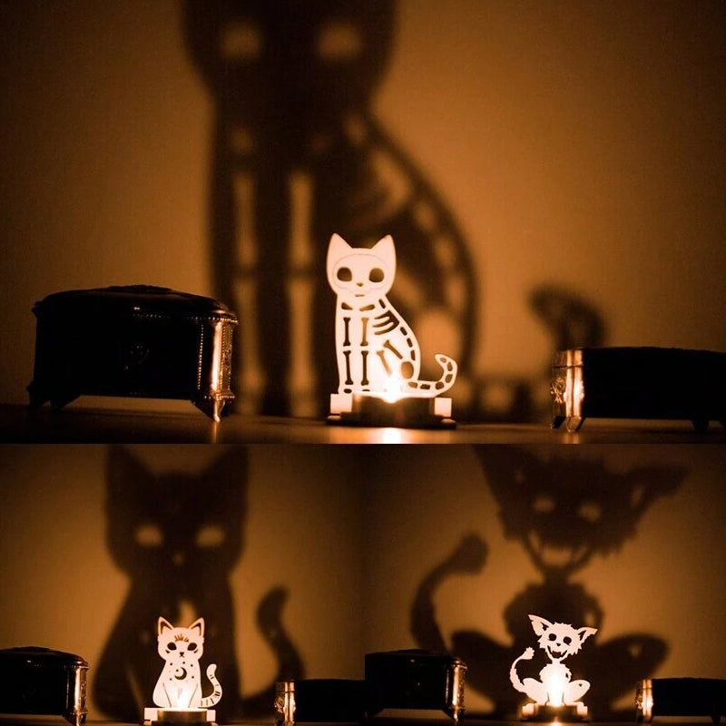 Spooky Skeleton Cat Tealight Holder