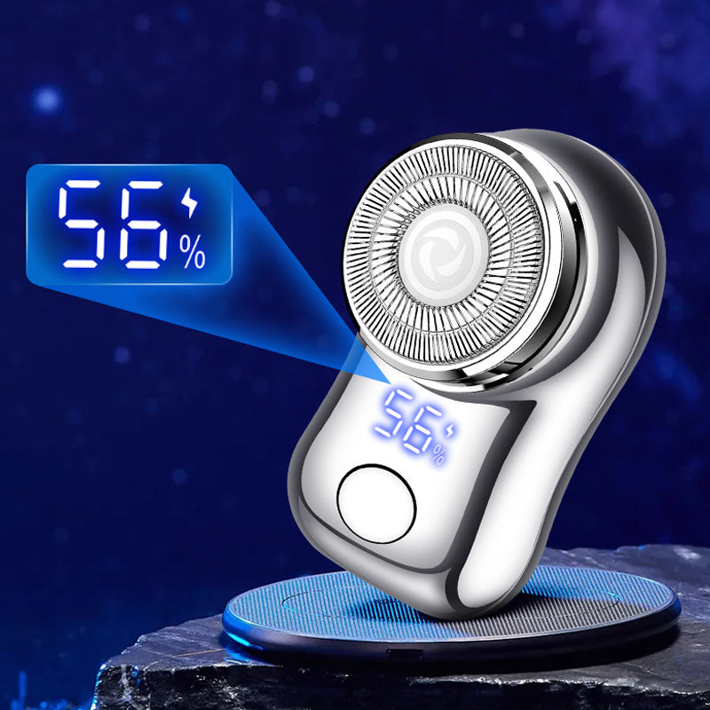 Mini Electric Shaver with Digital Power Display Dual-Ring Blade Mesh