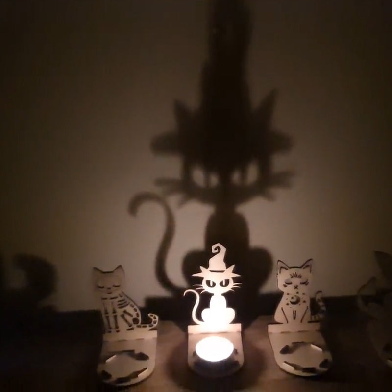 Spooky Skeleton Cat Tealight Holder