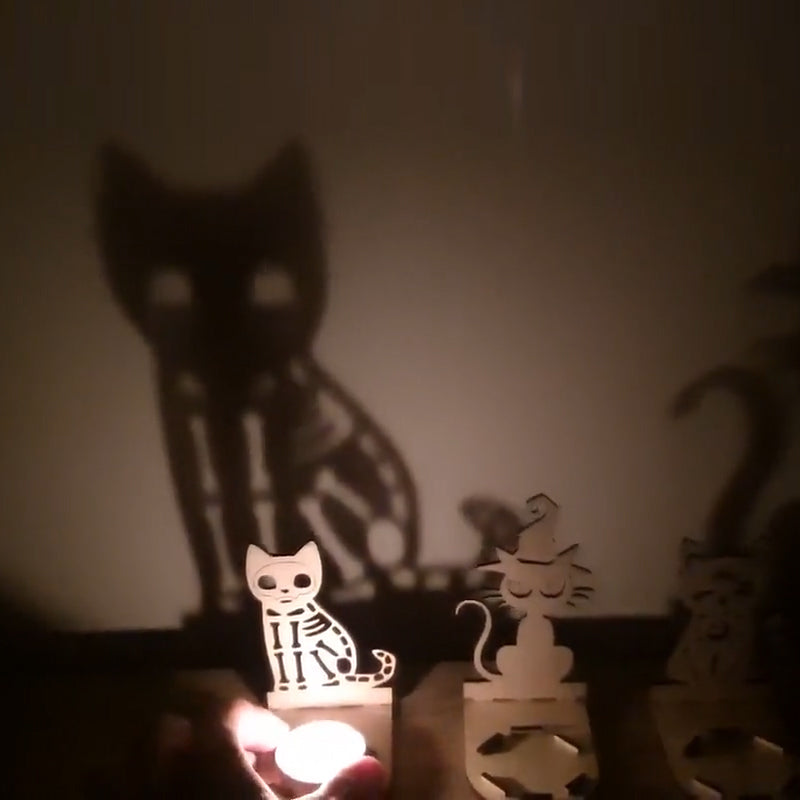 Spooky Skeleton Cat Tealight Holder