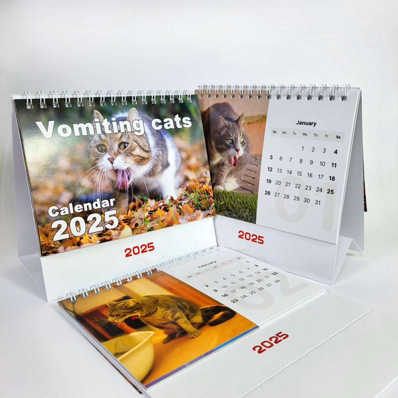 Vomiting Cats 2025 Desk Calendar