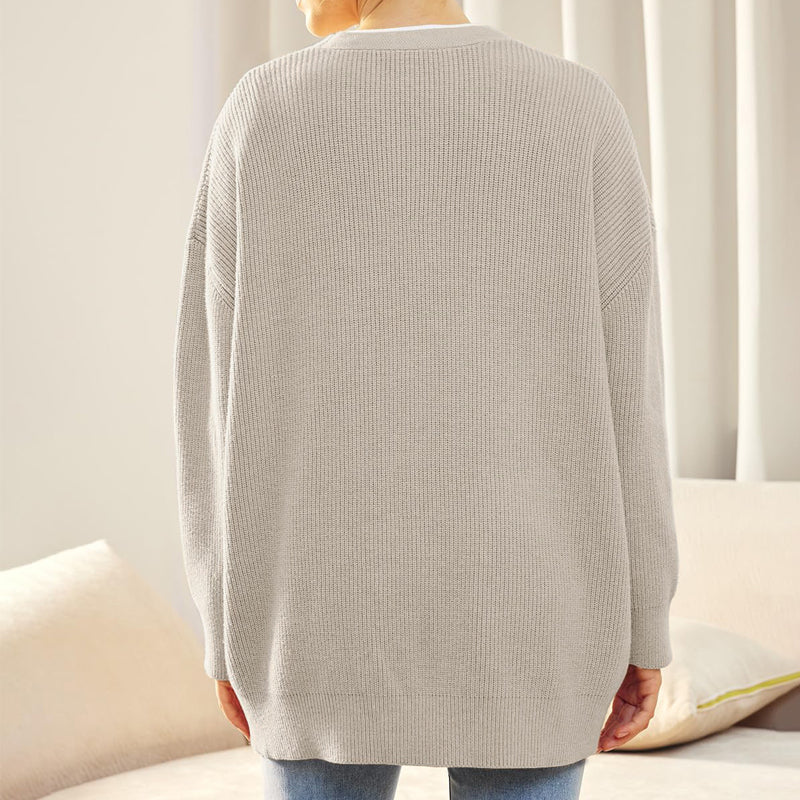 Knitted V-neck solid color sweater