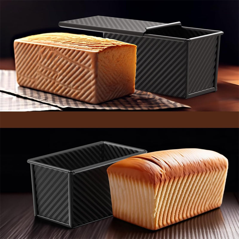 Golden Wavy Toast Box – Non-Stick Loaf Pan with Lid