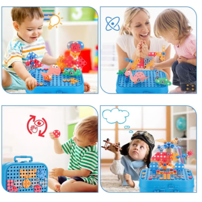 Children's DIY Puzzle Toy Toolbox with Drill Educational Assembly Playset