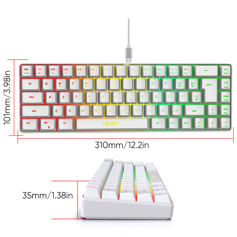 Portable Wired 68-Key RGB Gaming Keyboard