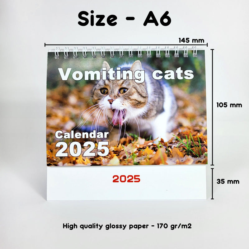 Vomiting Cats 2025 Desk Calendar