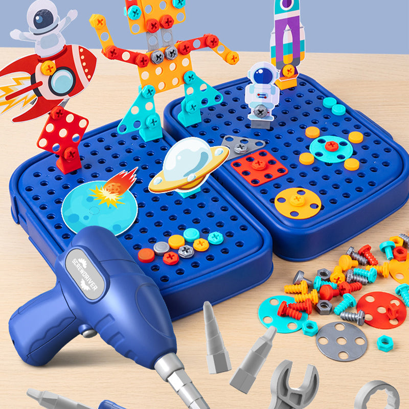 Children's DIY Puzzle Toy Toolbox with Drill Educational Assembly Playset