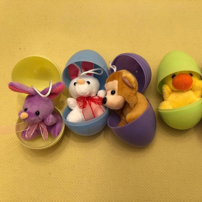 12/24 Pcs Prefilled Easter Eggs, Filled with Plush Animal Toys