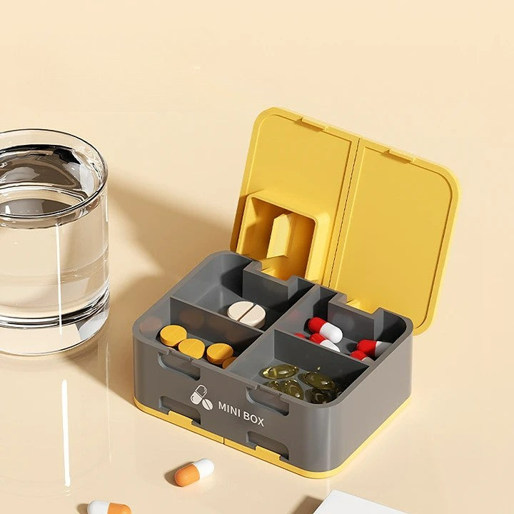 Portable Weekly Pill Organizer with Cutter