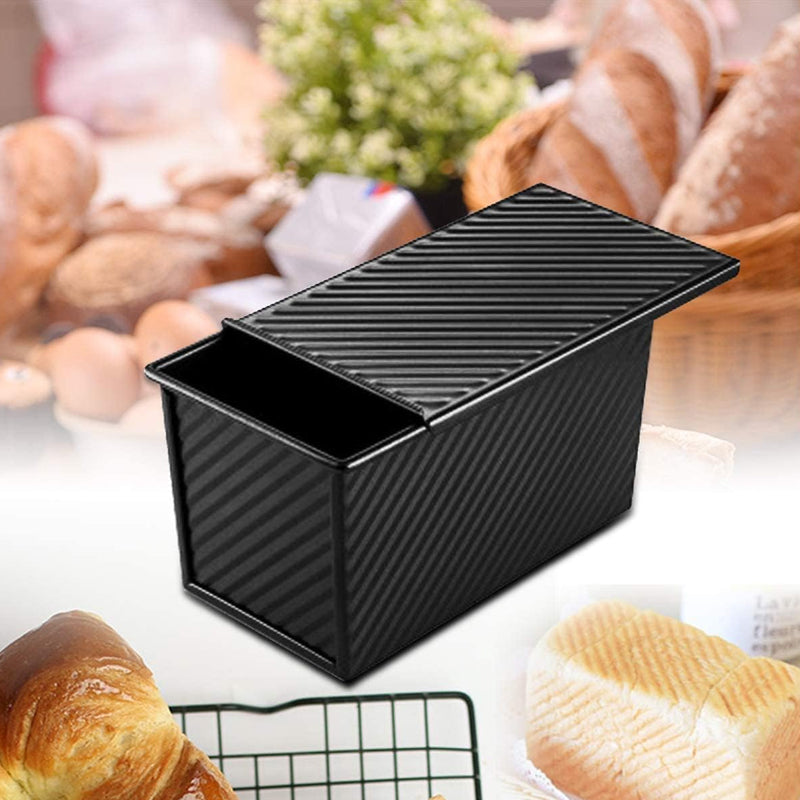 Golden Wavy Toast Box – Non-Stick Loaf Pan with Lid