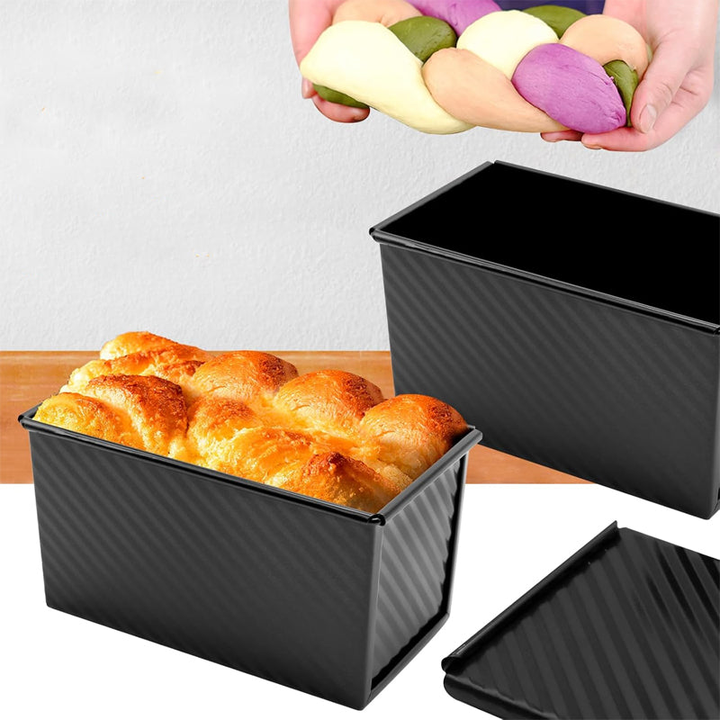 Golden Wavy Toast Box – Non-Stick Loaf Pan with Lid