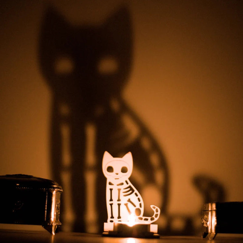 Spooky Skeleton Cat Tealight Holder