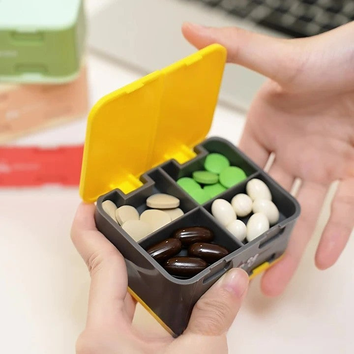 Portable Weekly Pill Organizer with Cutter