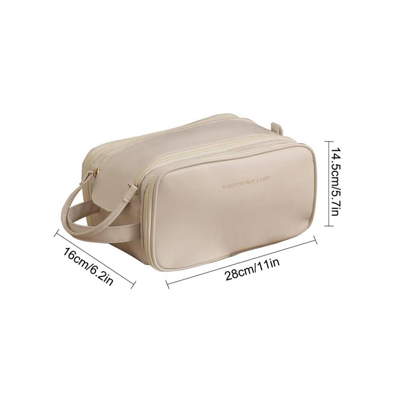 Dual-Zipper Travel Makeup Bag Large-Capacity High-Aesthetic Design