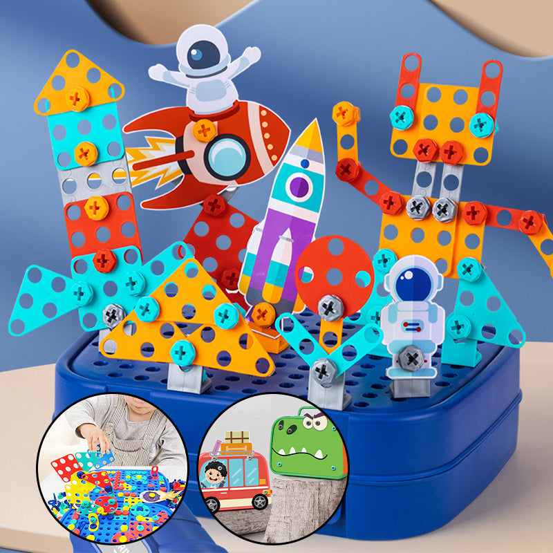 Children's DIY Puzzle Toy Toolbox with Drill Educational Assembly Playset