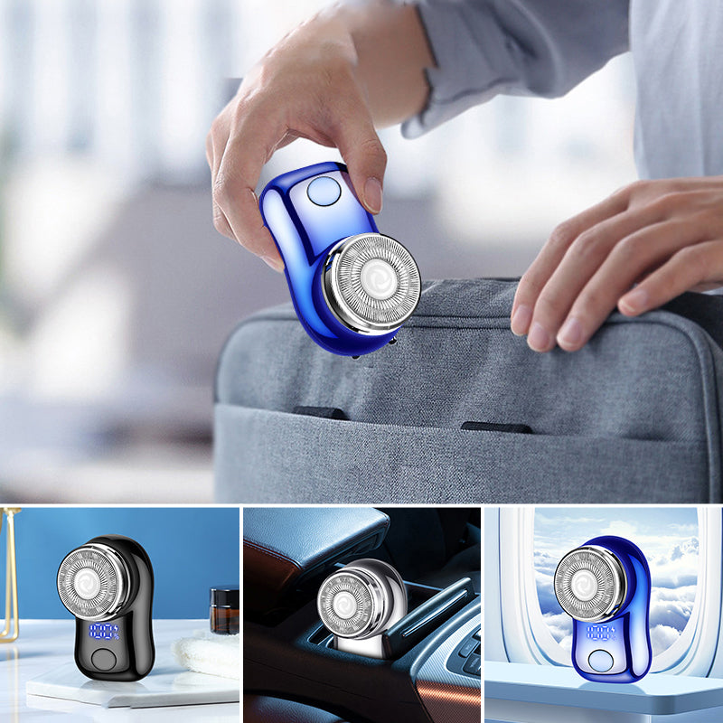 Mini Electric Shaver with Digital Power Display Dual-Ring Blade Mesh