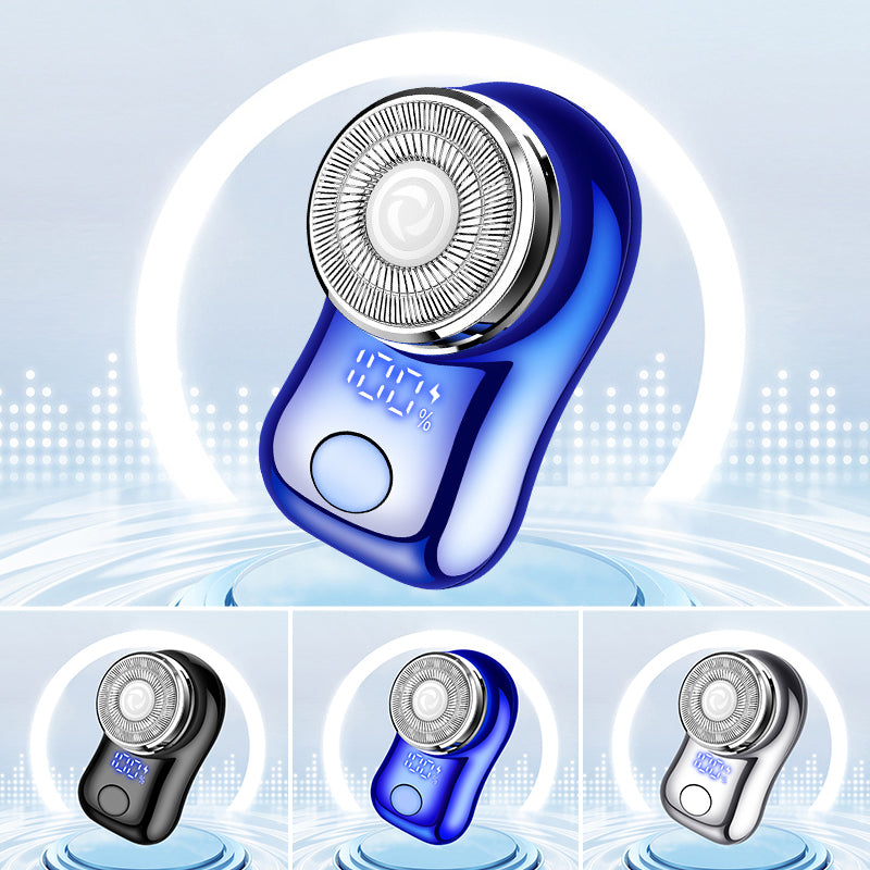 Mini Electric Shaver with Digital Power Display Dual-Ring Blade Mesh