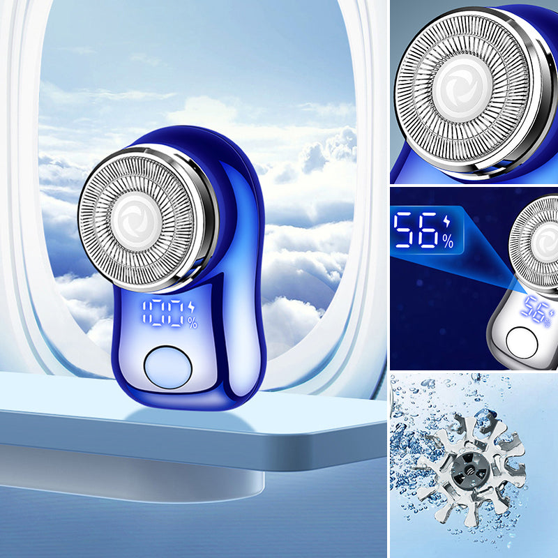 Mini Electric Shaver with Digital Power Display Dual-Ring Blade Mesh