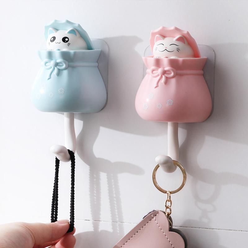 Cute Cat Wall Mounted Key Hooks