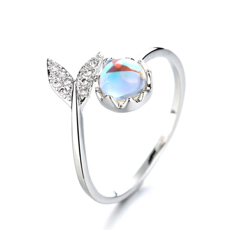 Fish Tail Ring with Moonstone