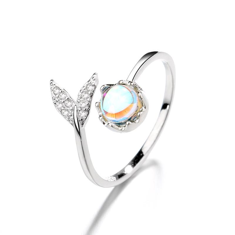 Fish Tail Ring with Moonstone