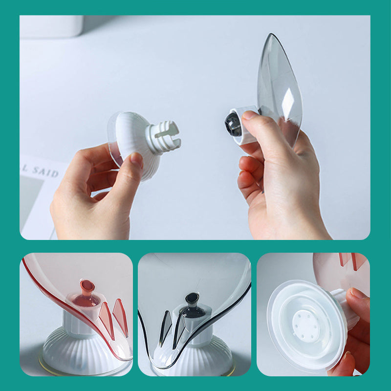 Rotatable suction cup drain soap box