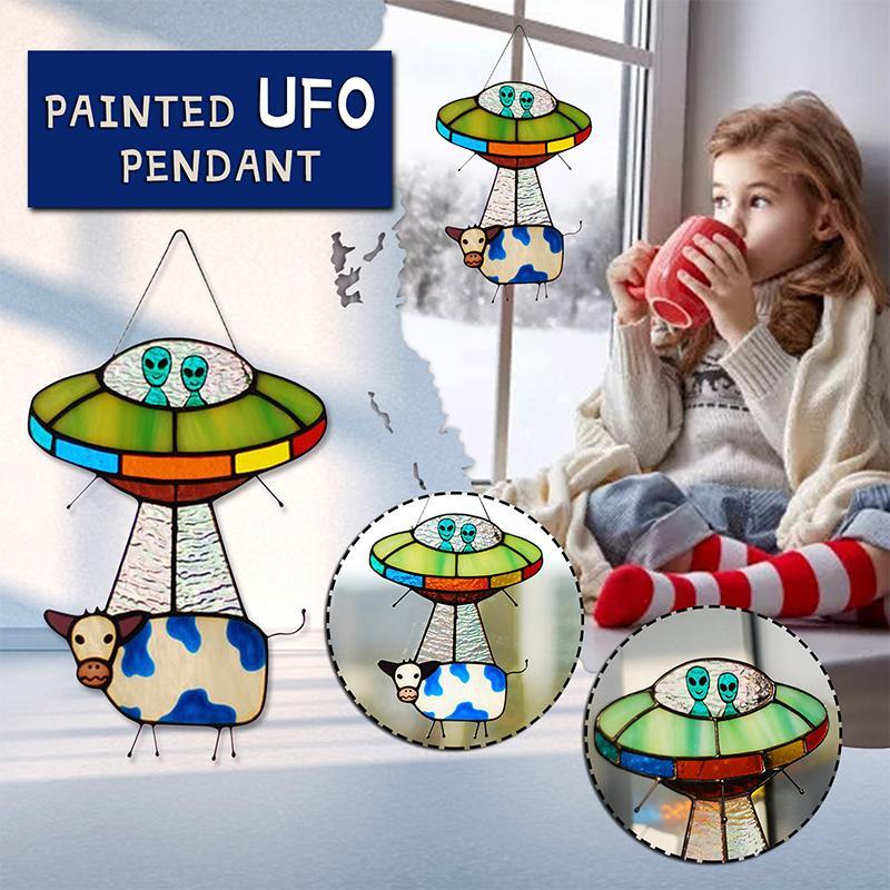 Painted UFO Cow Pendant