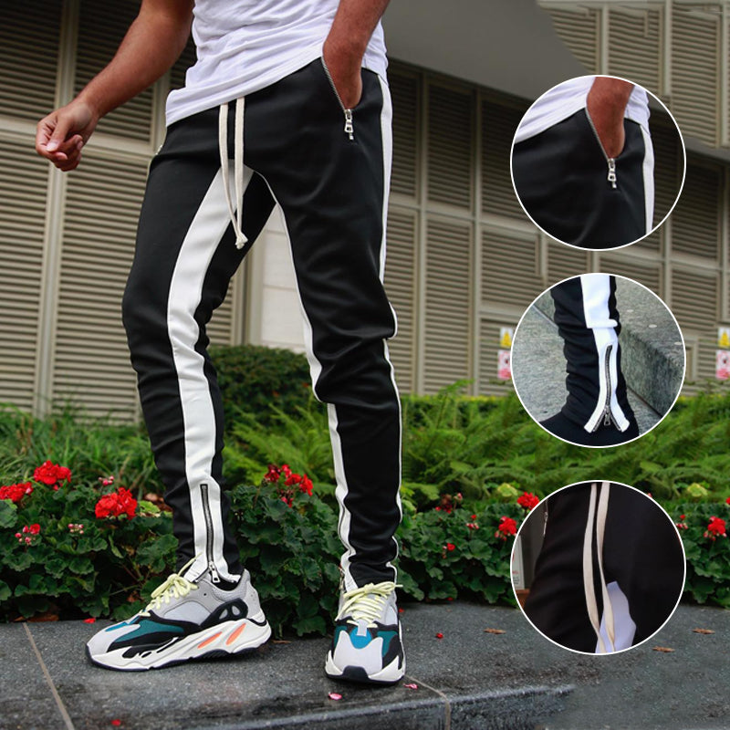 Side Stripe Zip Pocket Skinny Joggers