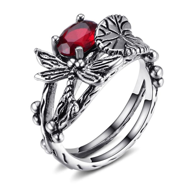 Dragonfly lotus ring