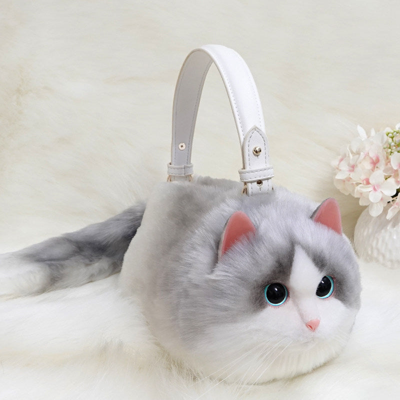 Simulation plush cat bag