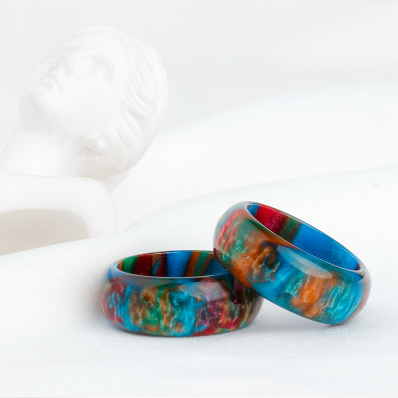 Rainbow Diamond Infused Resin Ring