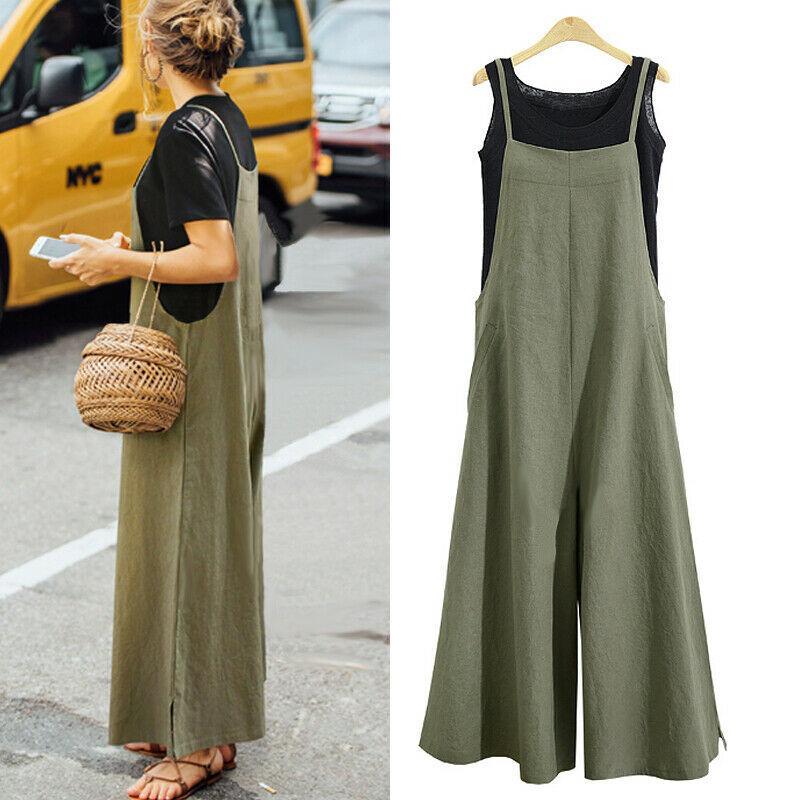 ZAOS™Summer Ladies Casual Loose Solid Tank Jumpsuit