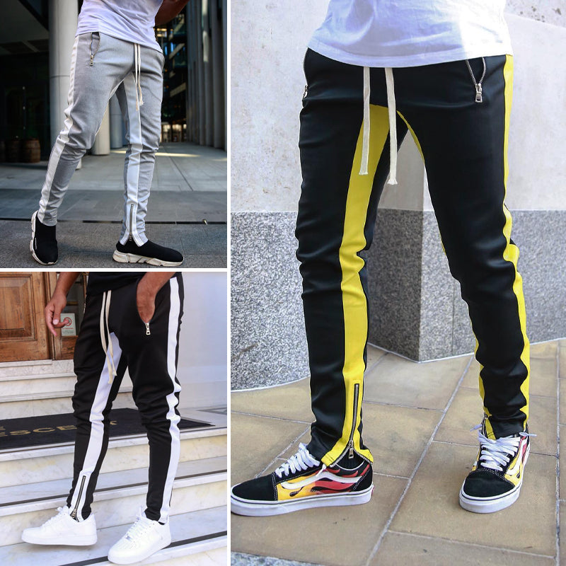 Side Stripe Zip Pocket Skinny Joggers