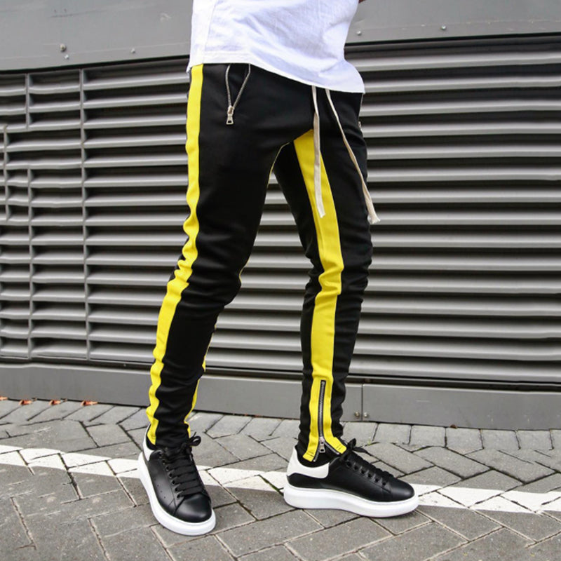 Side Stripe Zip Pocket Skinny Joggers