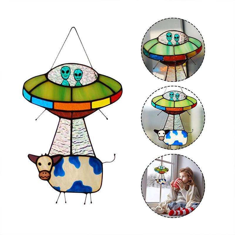 Painted UFO Cow Pendant