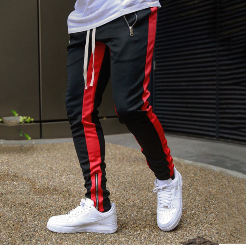 Side Stripe Zip Pocket Skinny Joggers