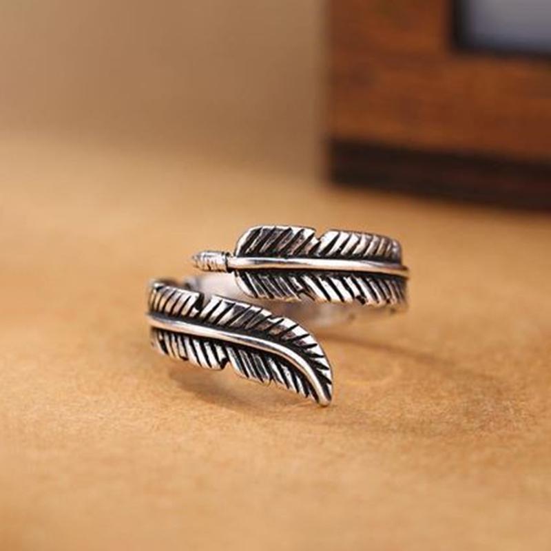 Vintage feather open ring