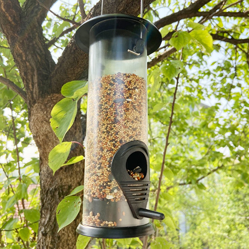 Outdoor hanging bird feeder