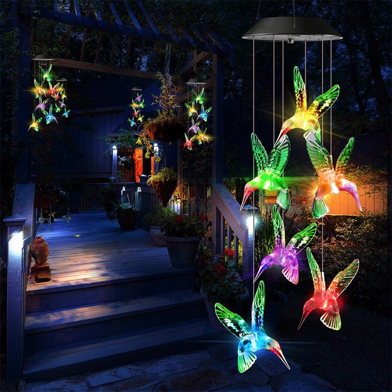 Color-Changing Solar LED Waterproof Hummingbird Wind Chimes