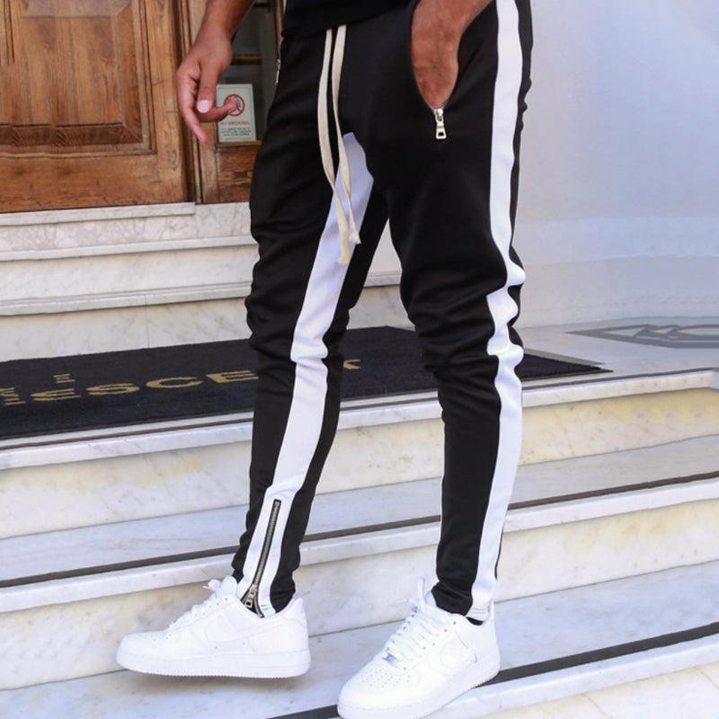 Side Stripe Zip Pocket Skinny Joggers