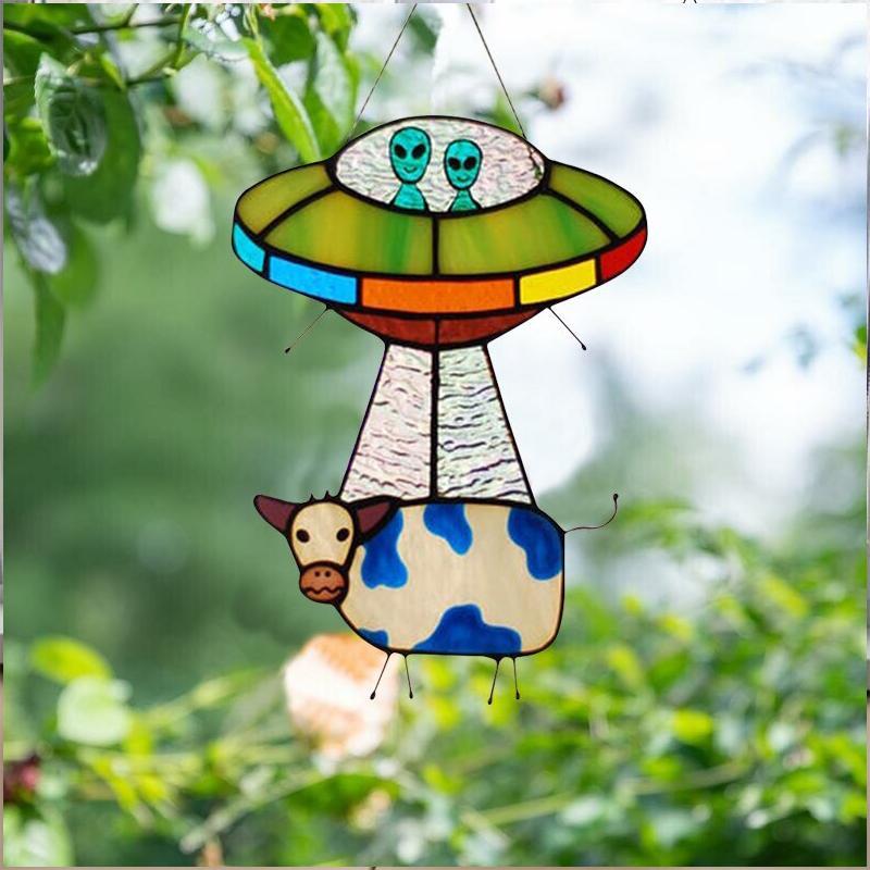 Painted UFO Cow Pendant