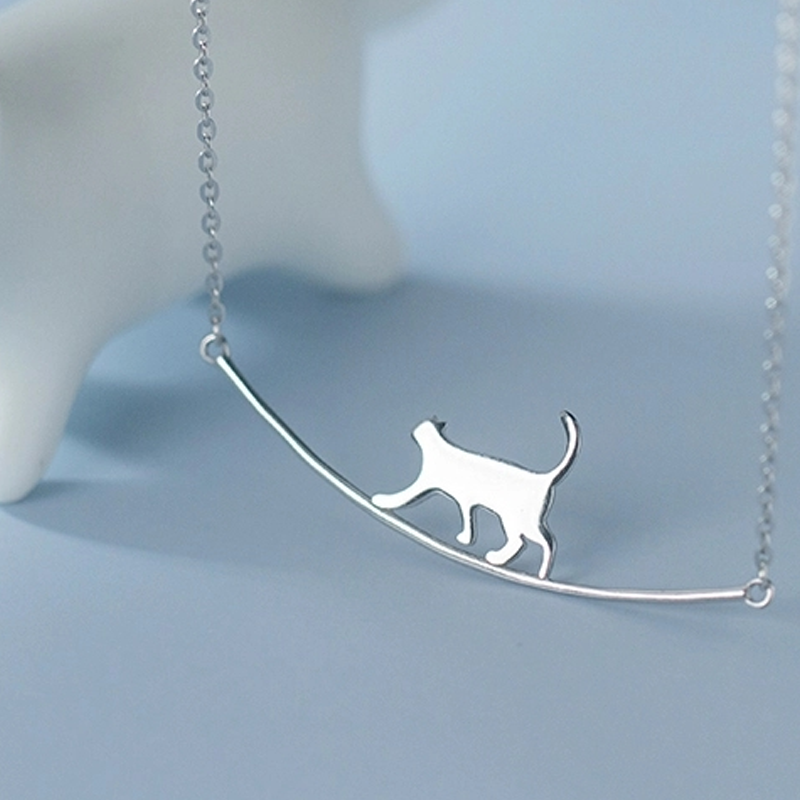 Cute Walking Cat Clavicle Chain Necklace