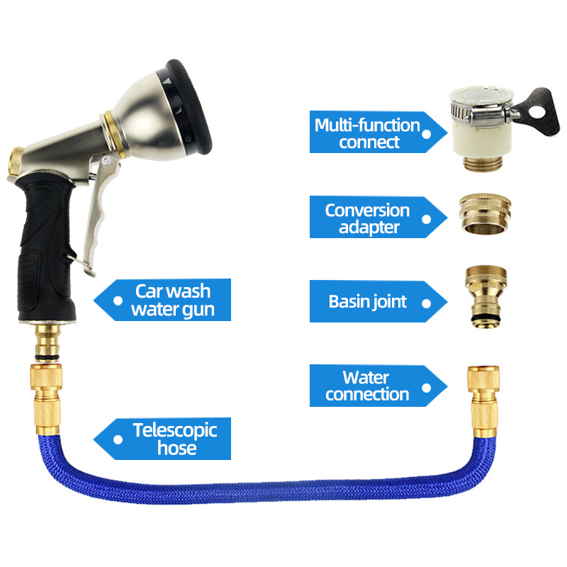 Expandable Garden Hose with Multi-Function Spray Nozzle