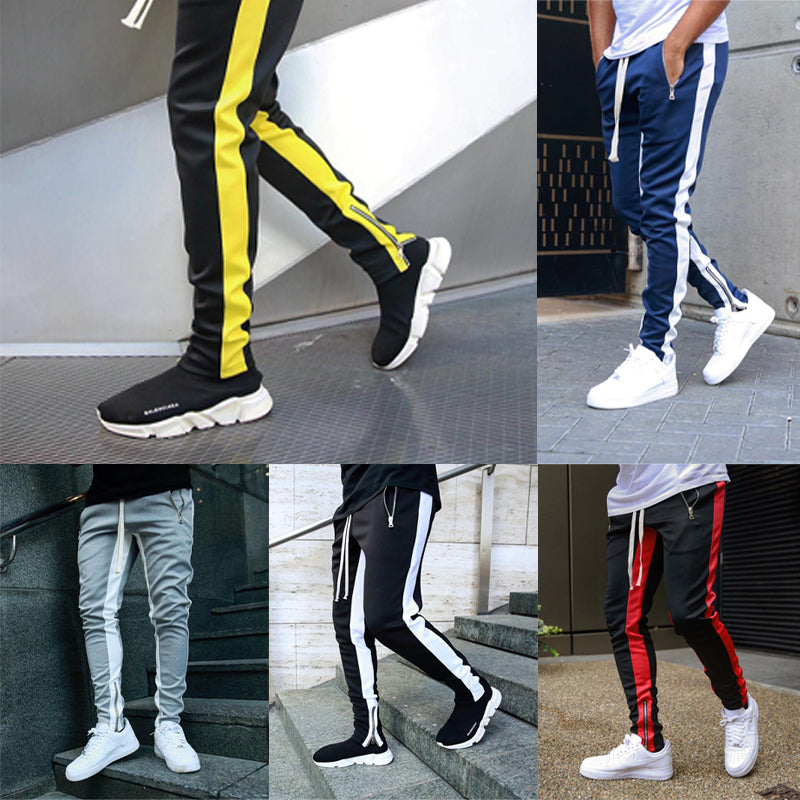 Side Stripe Zip Pocket Skinny Joggers