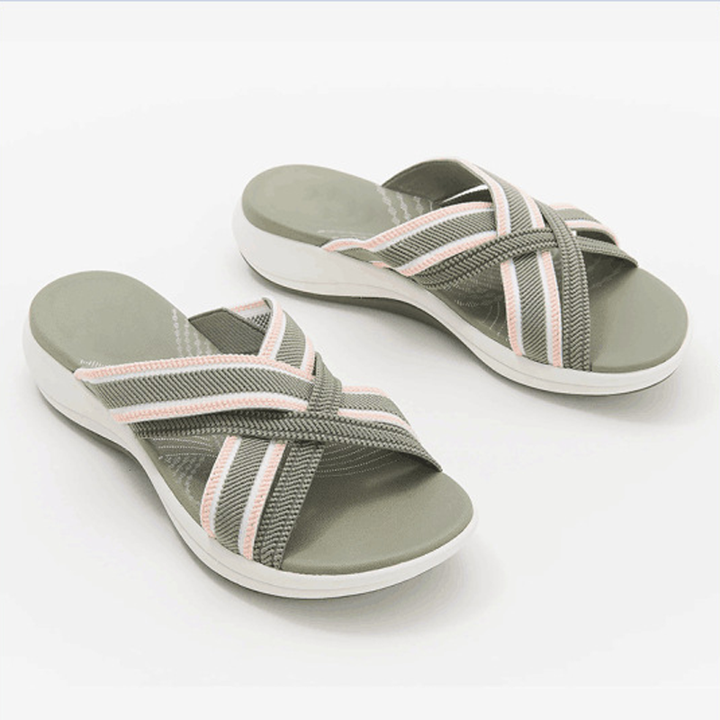 Stretch Cross Orthotic Slide Sandals