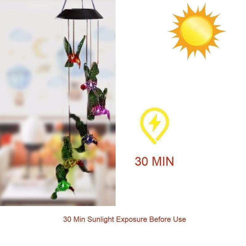 Color-Changing Solar LED Waterproof Hummingbird Wind Chimes